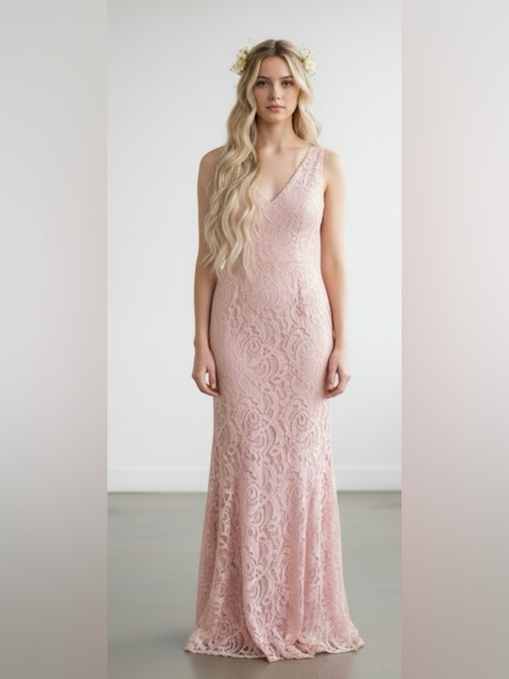 NWT -MADE for Impulse Elegant Dusty Rose Pink Lace Sleeveless Dress